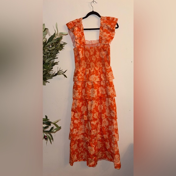 SAYLOR Linley Floral Tiered Orange Dress Size S Revolve - Picture 9 of 10